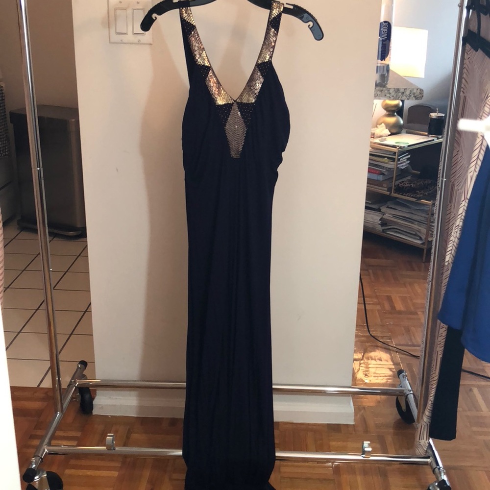Deep purple maxi dress with sequin top